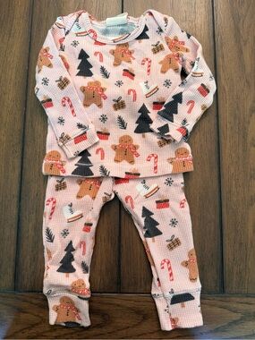 Spearmint Love Organic Waffle 2-Piece Set, Gingerbread Wonderland Blush